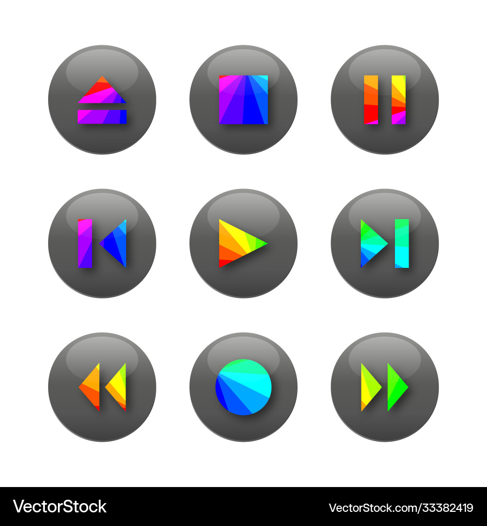 Round icons control buttons Round icons control buttons Vector Image