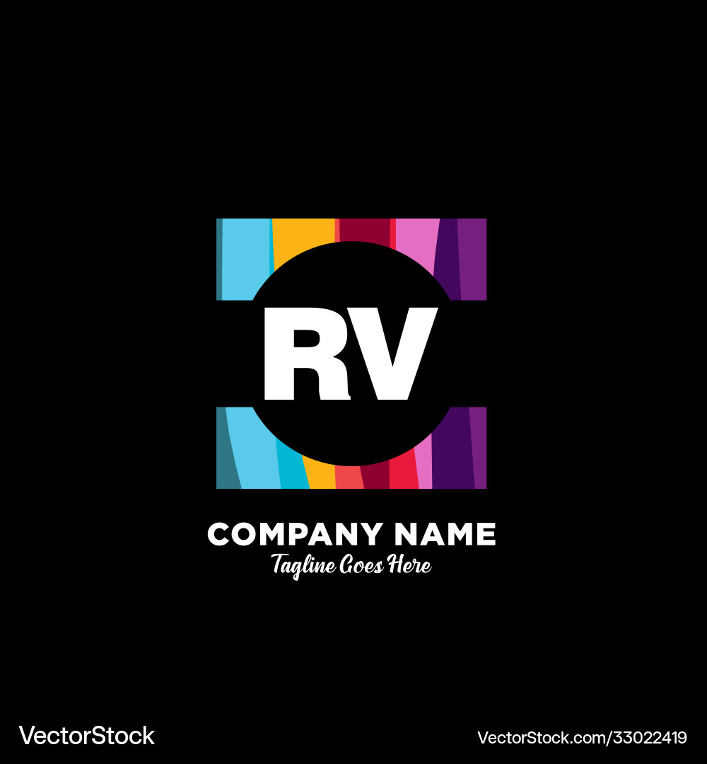 Rv initial logo with colorful template Rv initial logo with colorful template Vector Image