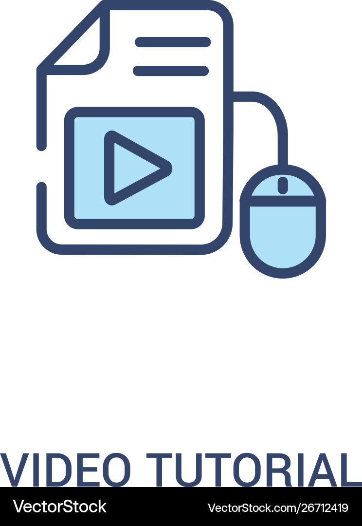 Video tutorial concept 2 colored icon simple line Video tutorial concept 2 colored icon simple line vector image