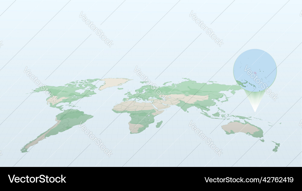 World map in perspective showing the location Vector Image