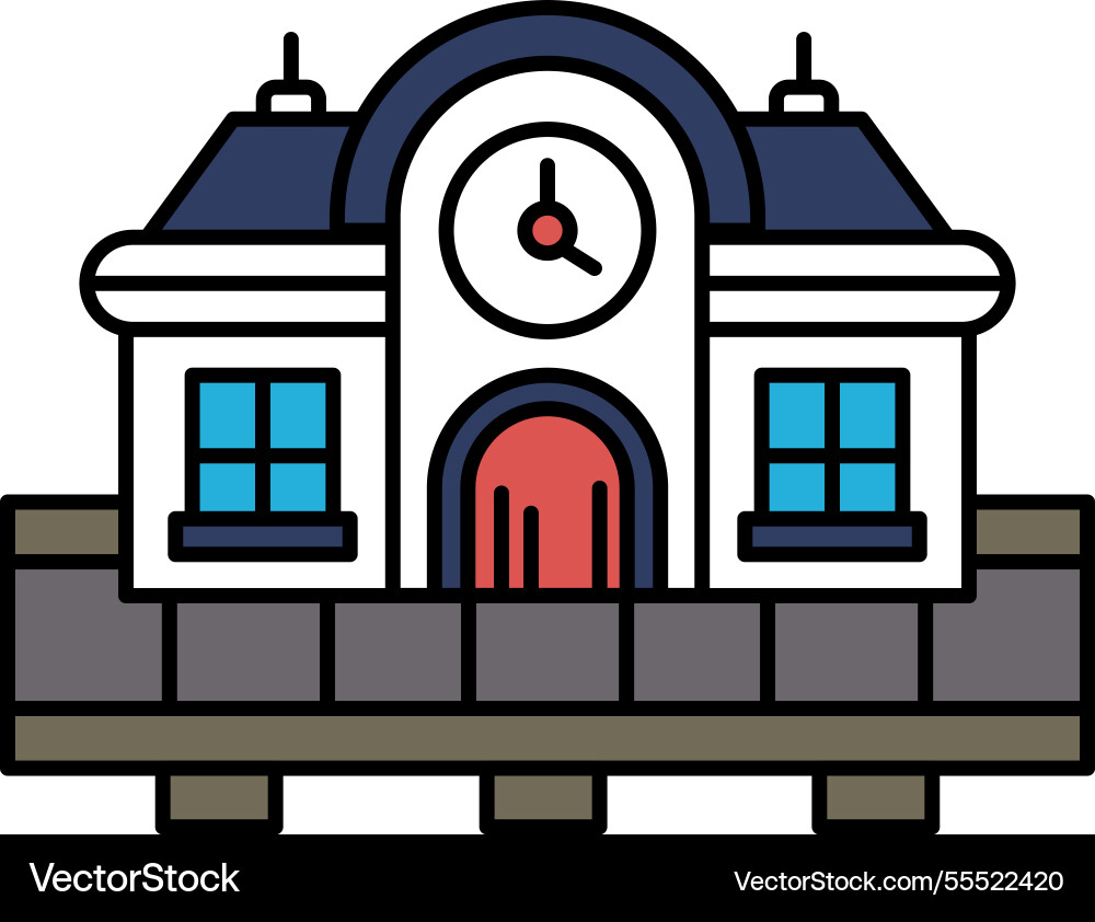 Building with a door and clock on the front Building with a door and clock on the front vector image