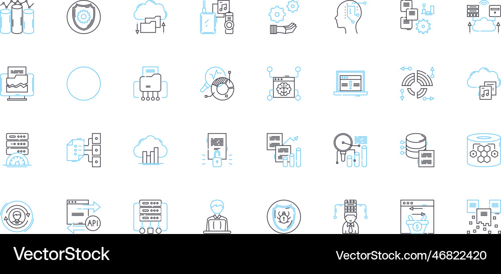 Extensive data linear icons set analytics Vector Image