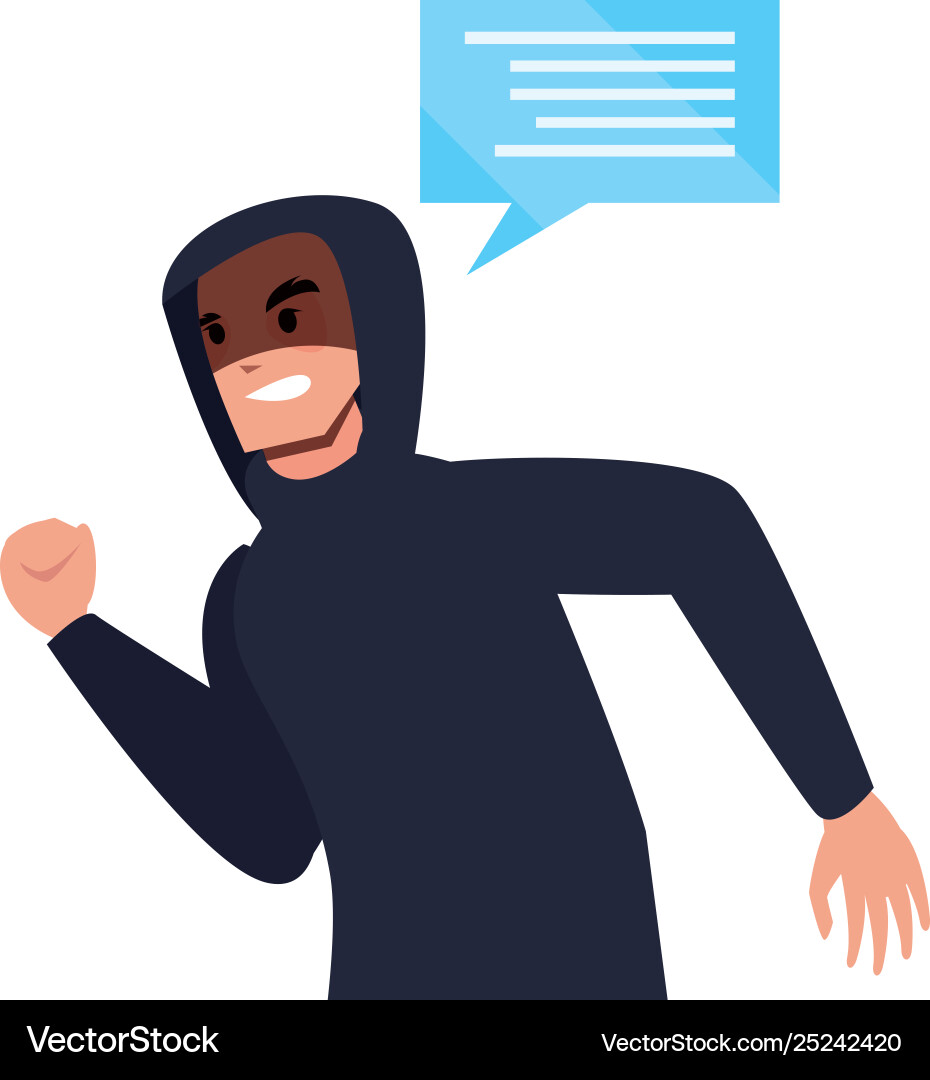 Hacker man character speech bubble vector image