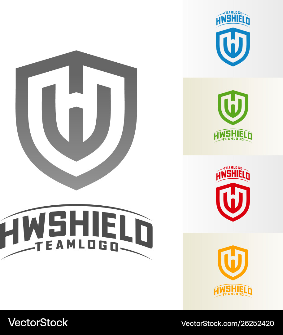Hw shield logo design initial template Hw shield logo design initial template Vector Image