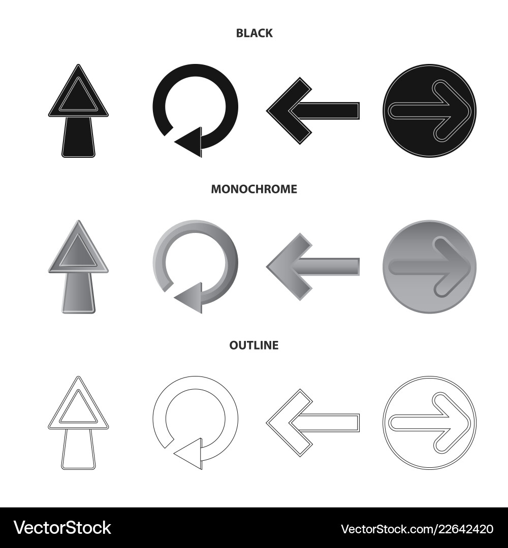 Isolated object of element and arrow sign set Isolated object of element and arrow sign set vector image