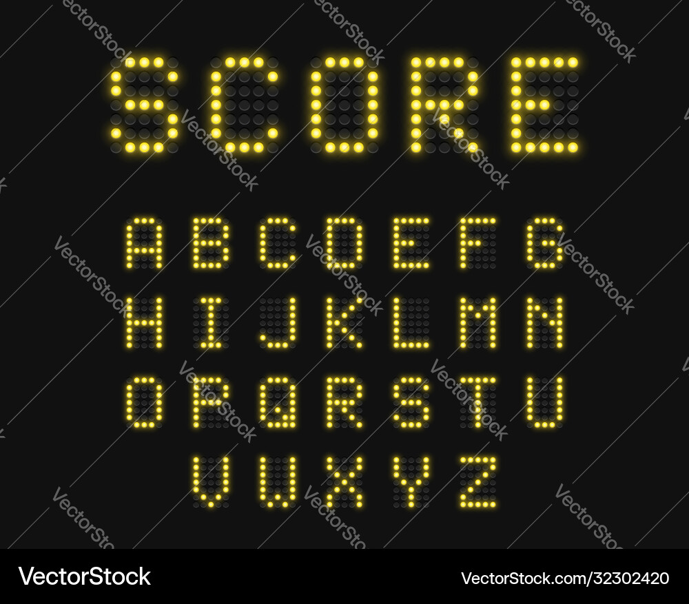 Realistic digital scoreboard font set Vector Image