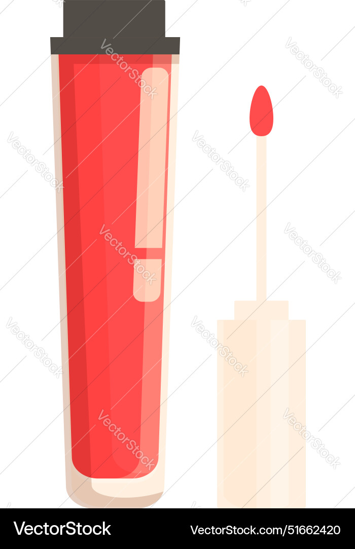 Red lip gloss standing with open applicator Vector Image