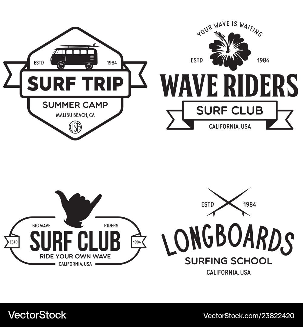 Retro Surfing Emblems Vector Image