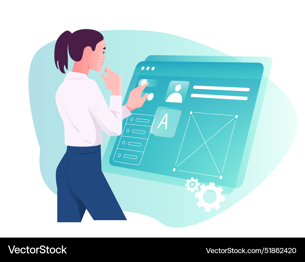 Software developer woman frontend Software developer woman frontend Vector Image