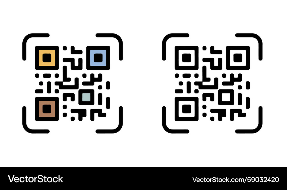 Two QR Code Icons - Modern & Clean Vector Image