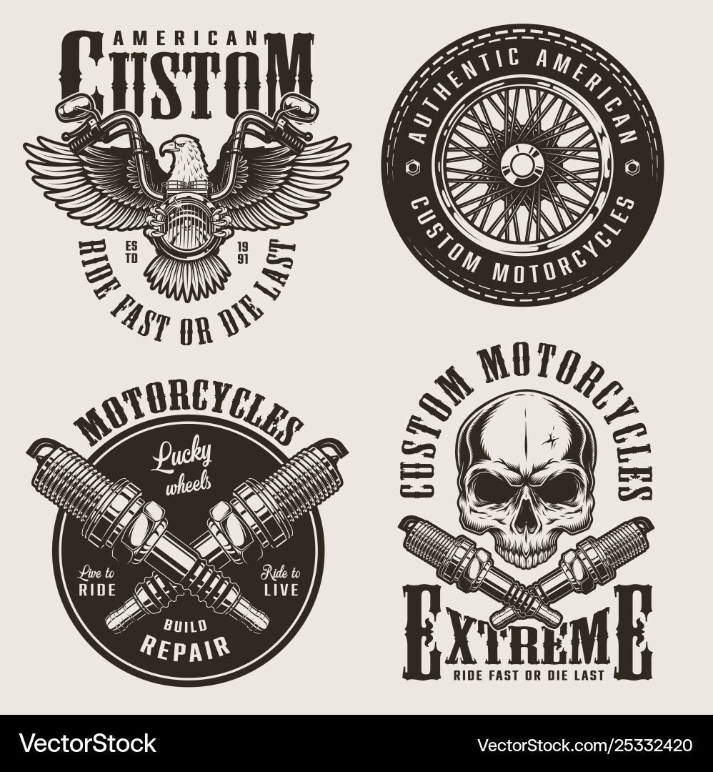 Vintage Motorrad Badge Set Vektorbild