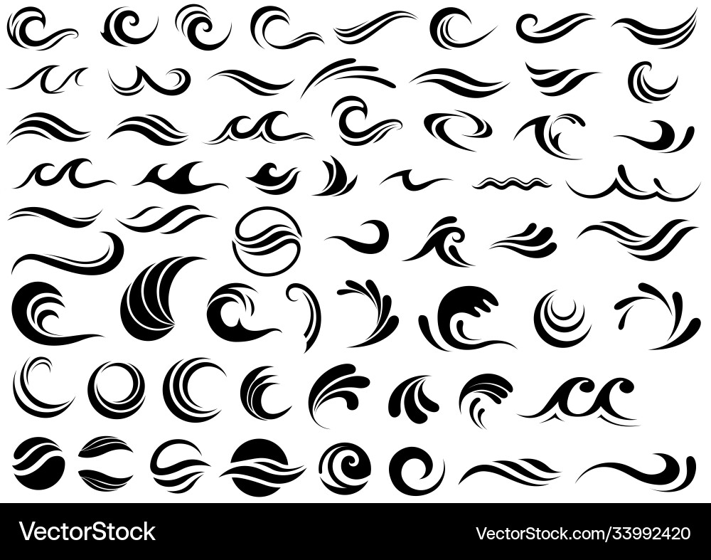 Waves design shapes collection Royalty Free Vector Image