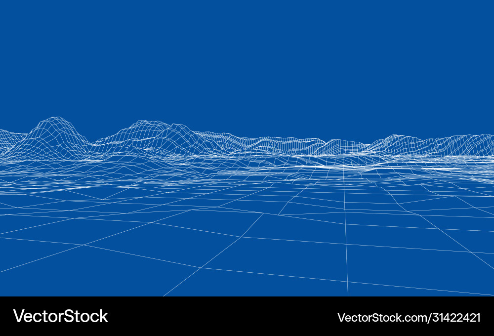 Abstrakter 3d Drahtrahmen Landschaft Blaupause Stil Abstrakter 3d Drahtrahmen Landschaft Blaupause Stil vektorbild