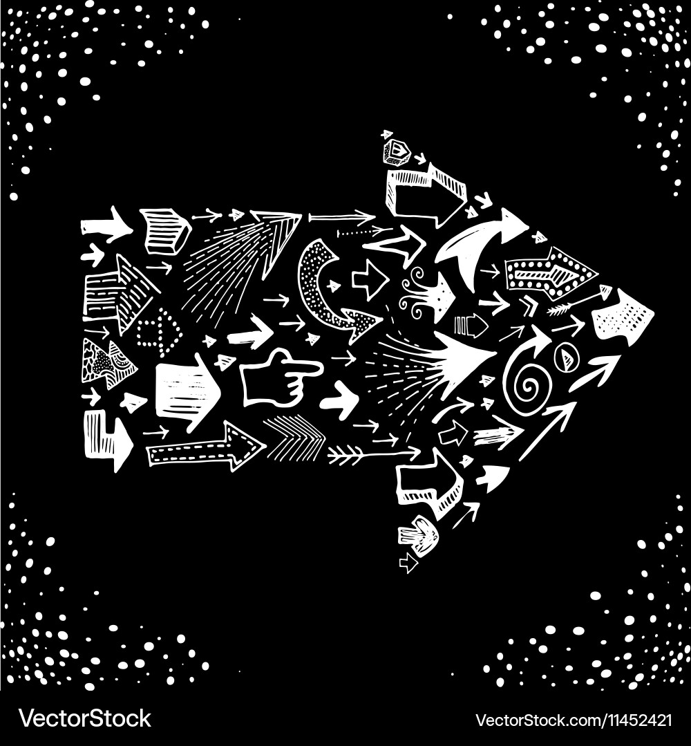 Big arrow shape made with small arrows Vector Image