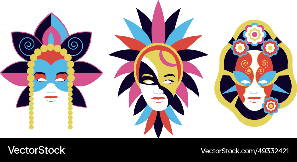 Bunte Karneval festliche Masken Set Frau Bunte Karneval festliche Masken Set Frau vektorbild