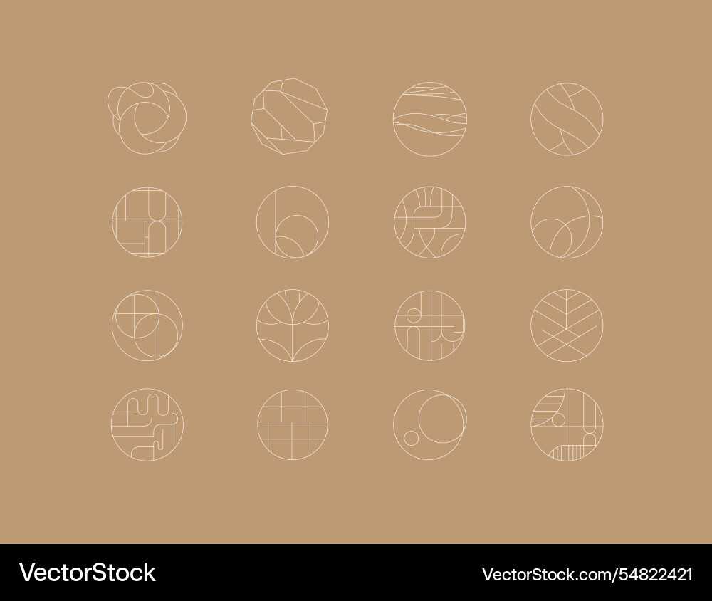 Circle linear art style icons beige Circle linear art style icons beige vector image