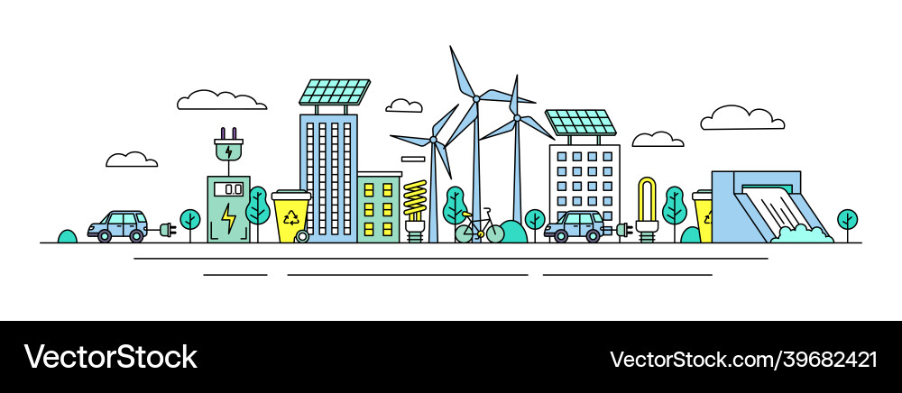 Cityscape with Solar Panels Vector Image