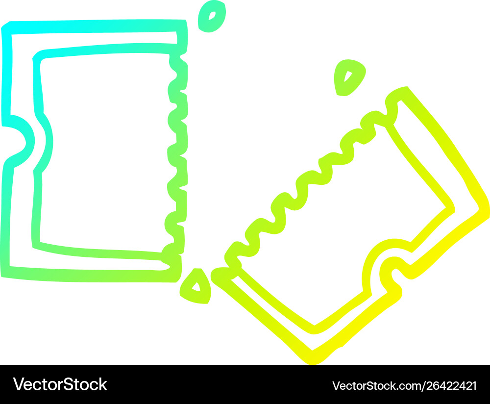 Cold gradient line drawing cartoon movie ticket Vector Image