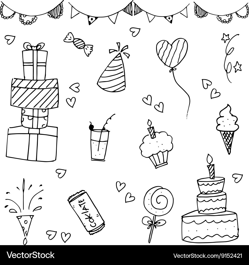 Colorful Birthday Doodle vector image