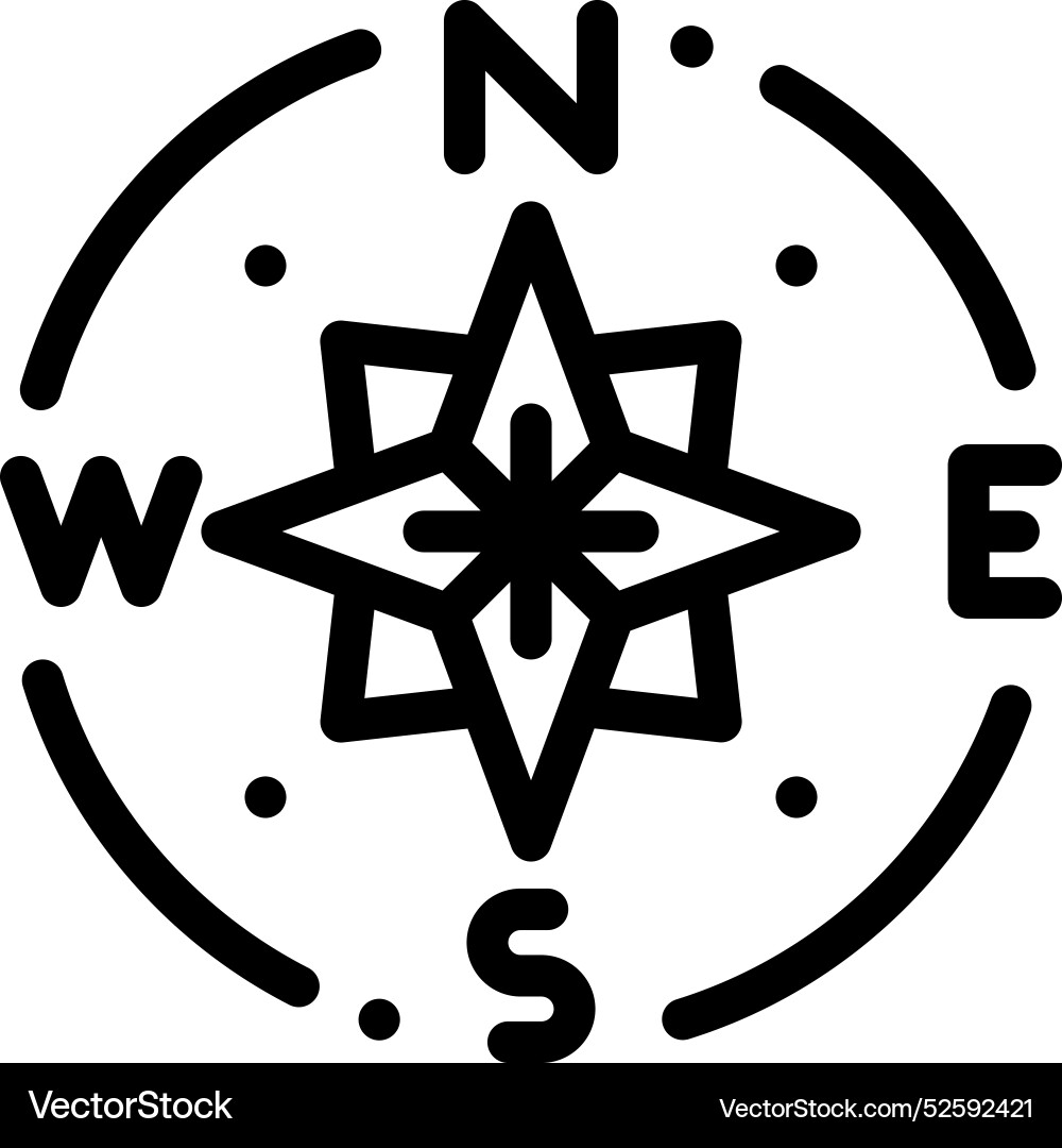 Compass icon thin linear style design isolated Compass icon thin linear style design isolated Vector Image