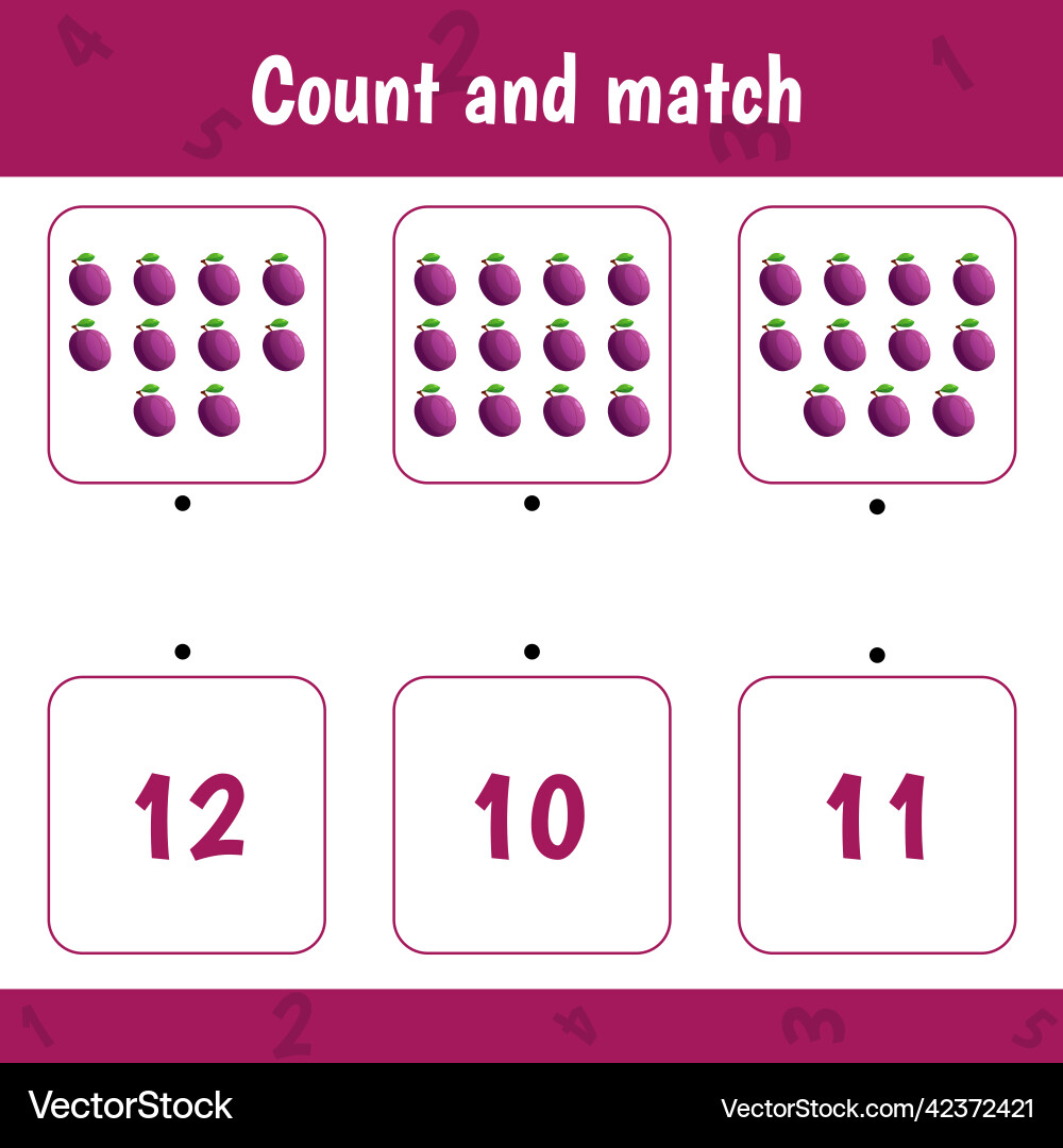 Counting game for preschool children count plum Counting game for preschool children count plum vector image
