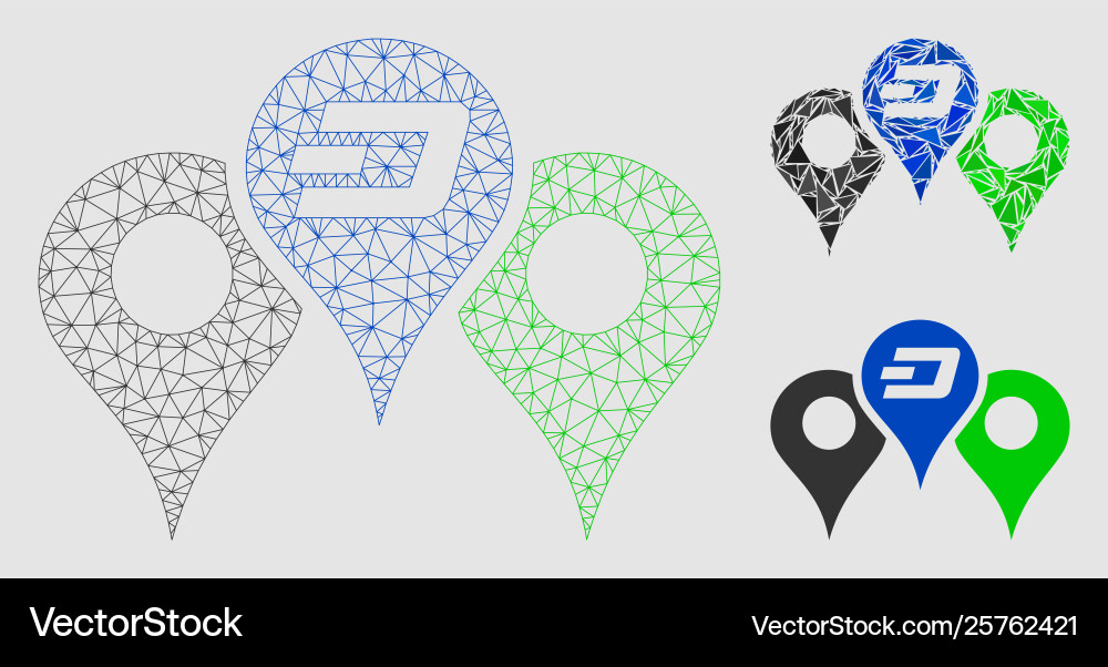 Dashcoin map markers mesh 2d model Dashcoin map markers mesh 2d model vector image