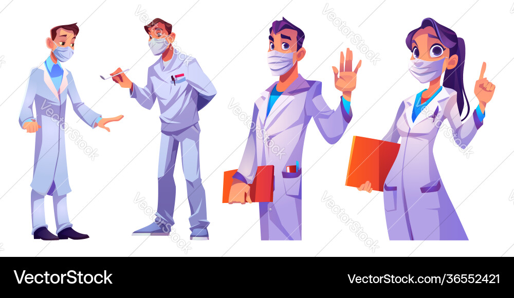 Doctors and nurses medical staff in face masks Doctors and nurses medical staff in face masks vector image