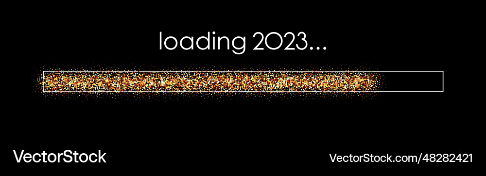 Golden isolated 2023 loading bar with confetti Golden isolated 2023 loading bar with confetti vector image