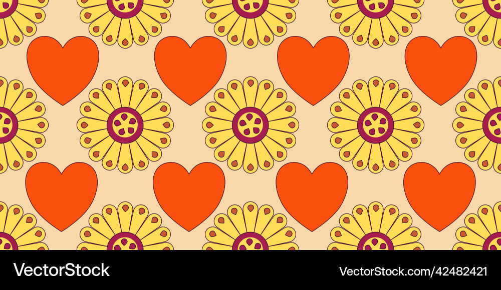 Groovy y2k retro seamless pattern with flower Groovy y2k retro seamless pattern with flower vector image