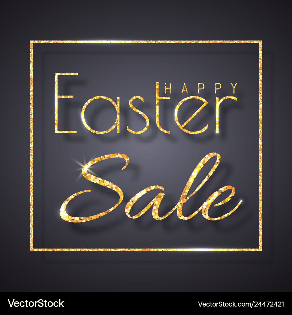 Happy easter greeting card with golden letters Happy easter greeting card with golden letters vector image