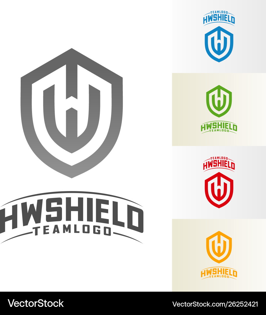 Hw Schild Logo Design Vorlage Hw Schild Logo Design Vorlage vektorbild