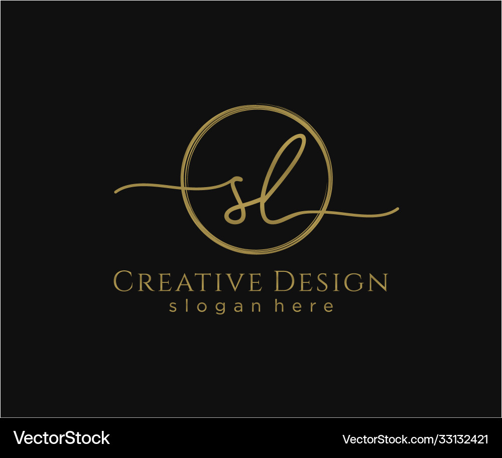 Initial sl handwriting logo with circle template Vector Image