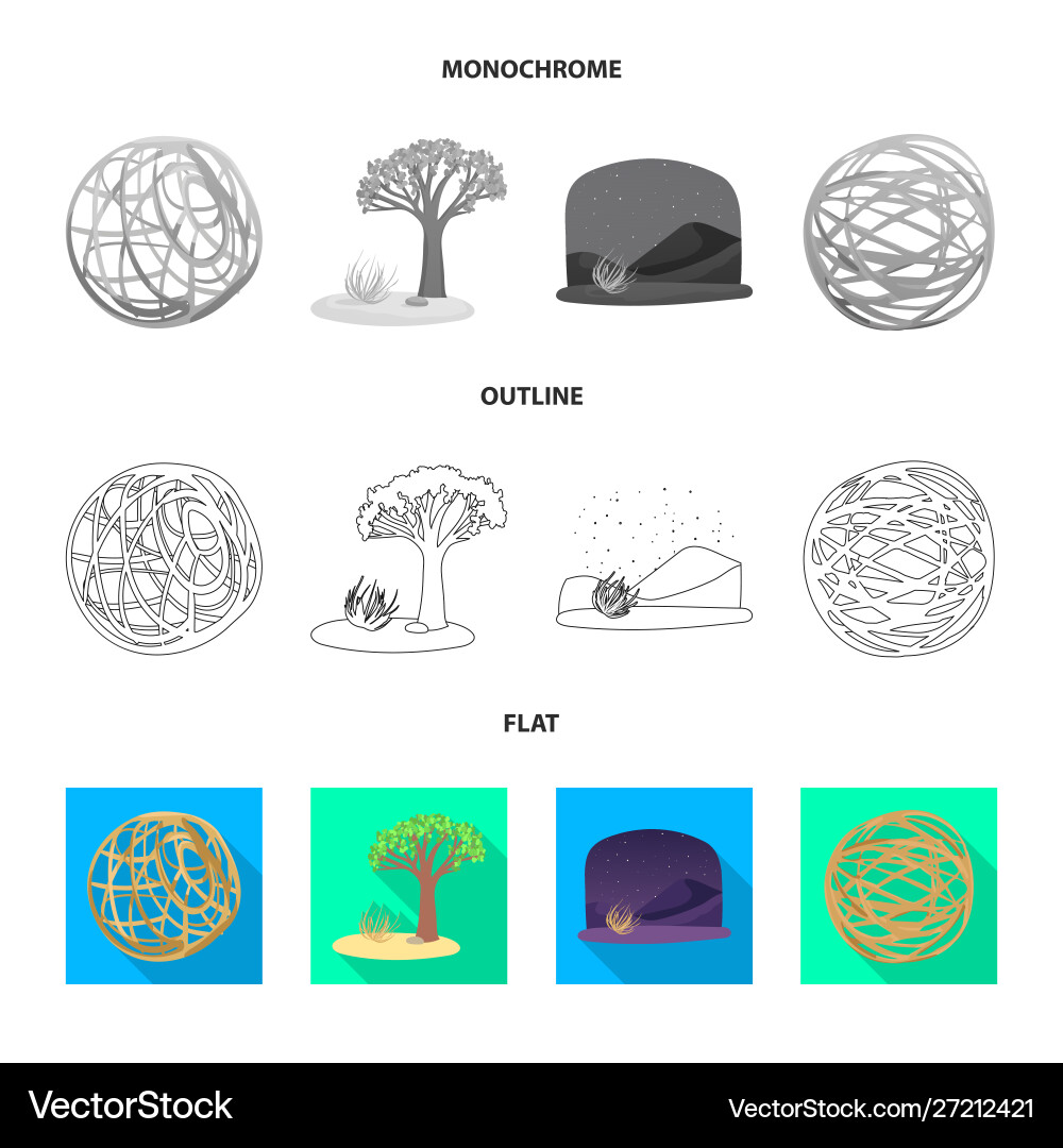 Isolated object landscape and nature icon set Vector Image