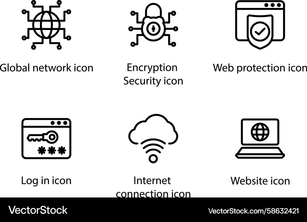 Network Security & Encryption Icons Vector Image