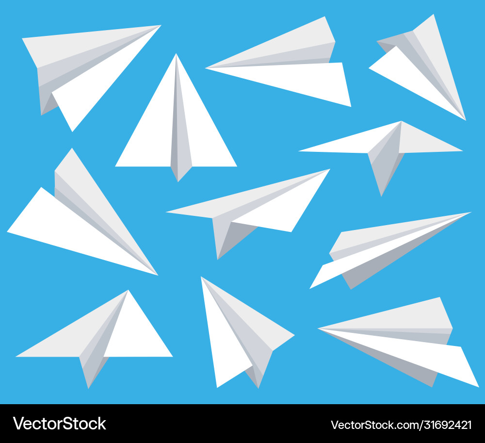 Paper plane set in flat style isolated from Paper plane set in flat style isolated from Vector Image