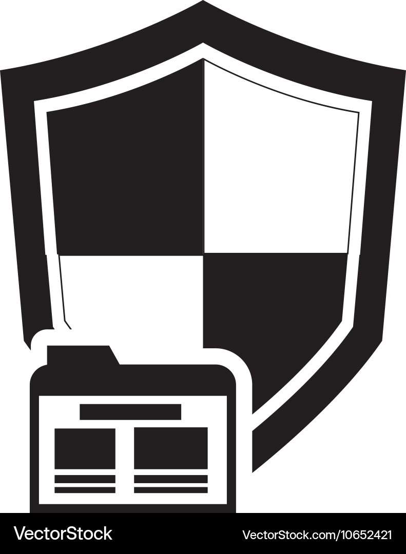 Single shield and file folder icon vector image