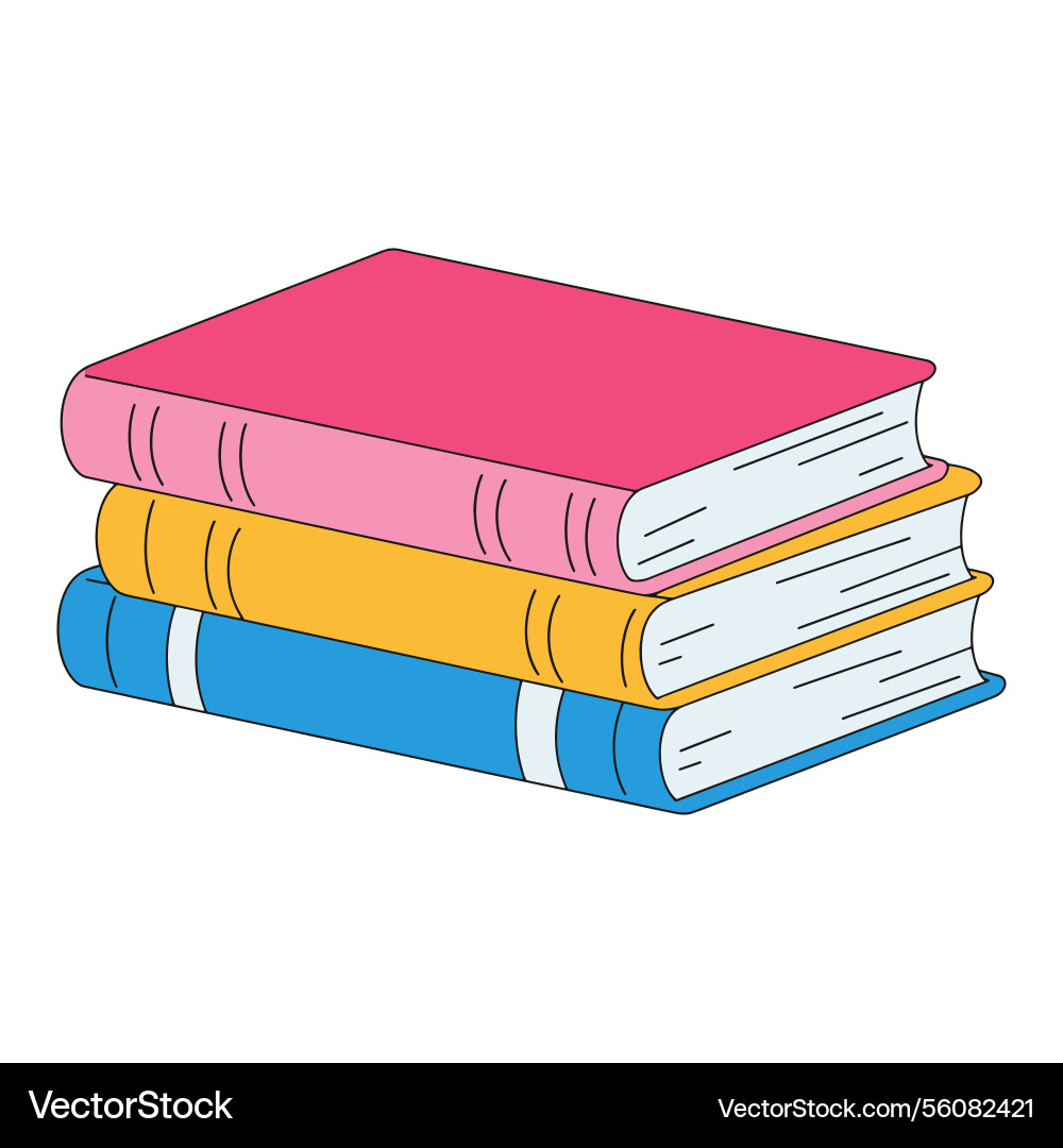 Stack of three colorful books various Vector Image