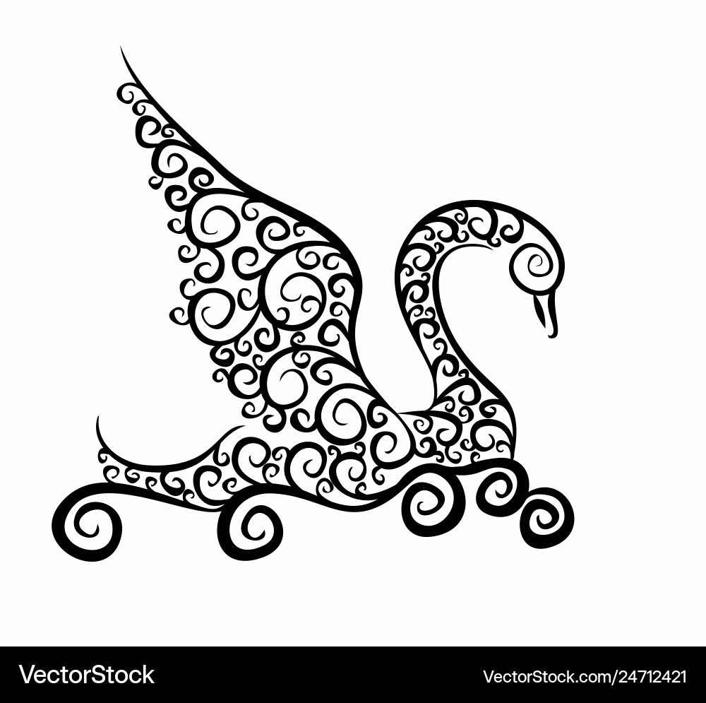 Swan drawn with patterns vector image