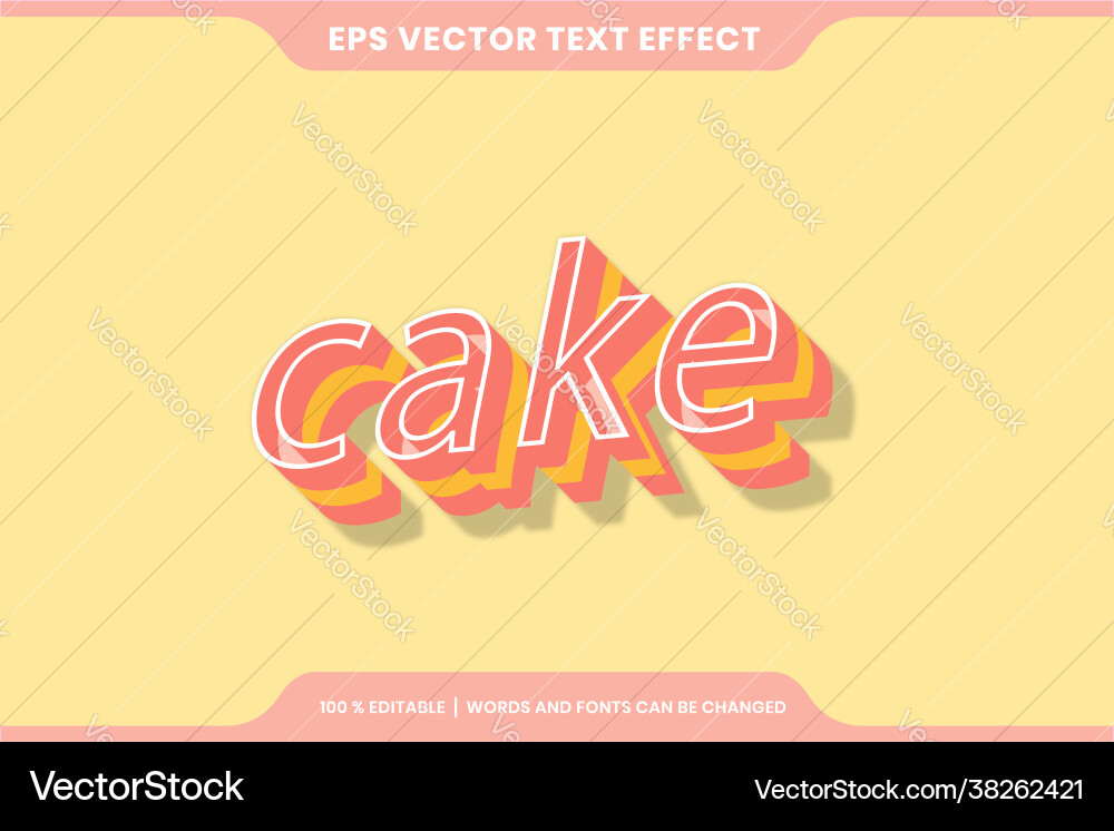 Text effect in 3d gradient pastel color cake vector image