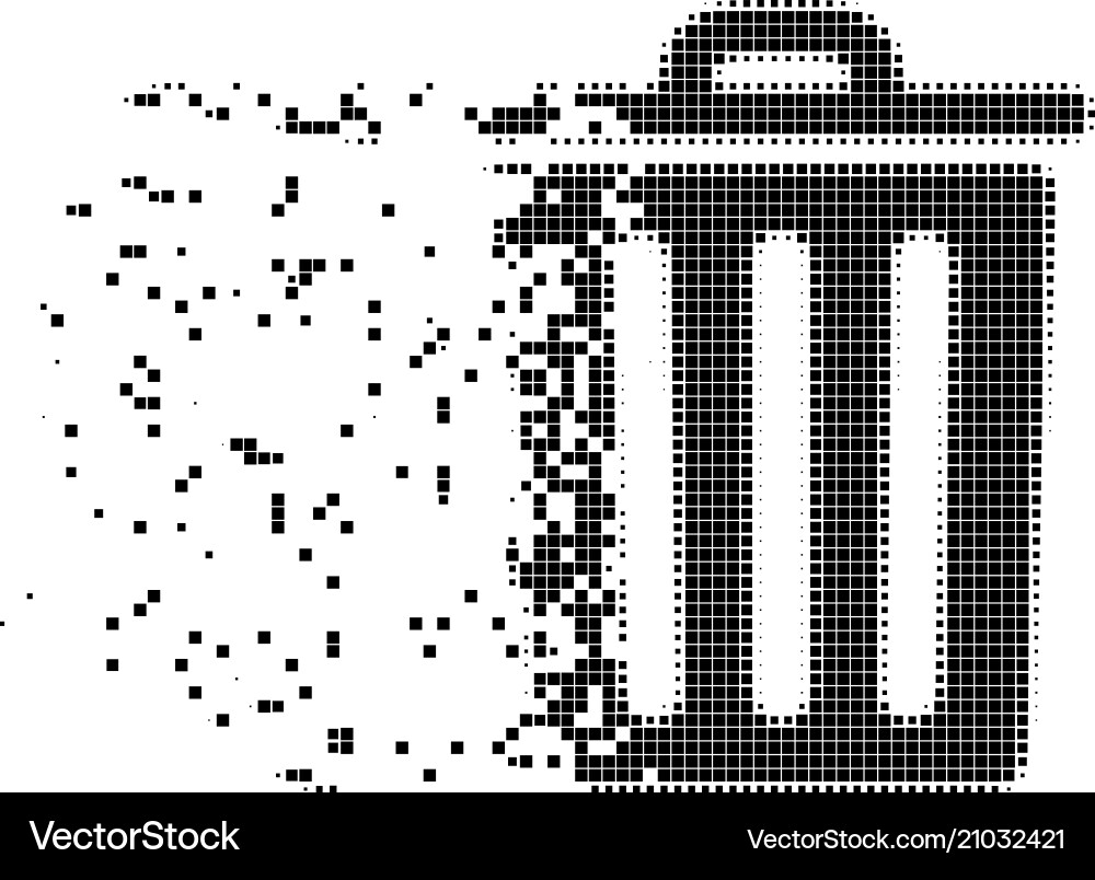 Trash bin fragmented pixel icon Trash bin fragmented pixel icon vector image