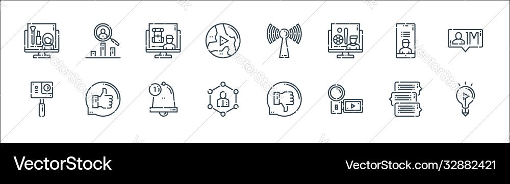 Videoblogger line icons linear set quality Videoblogger line icons linear set quality vector image