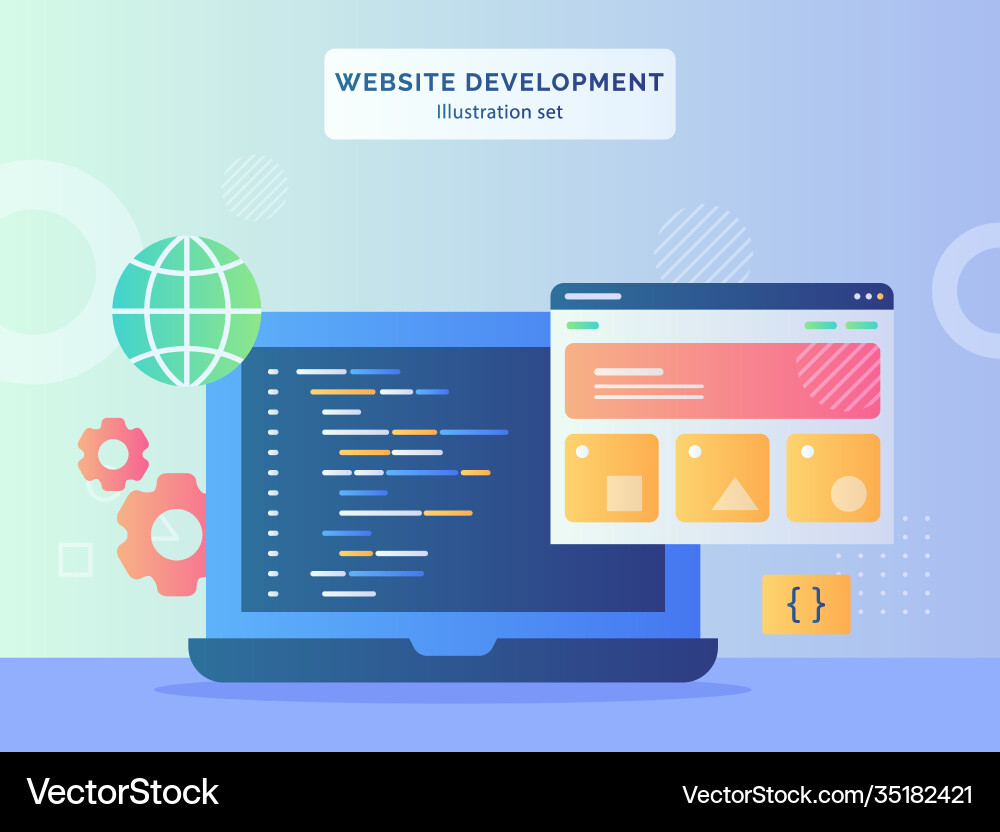 Website development set wire frame language vector image