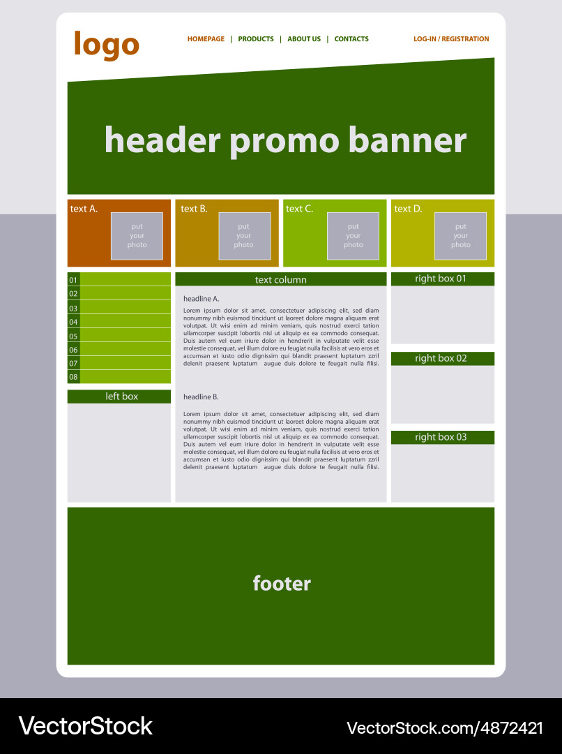 Website template layout with text Vector Image