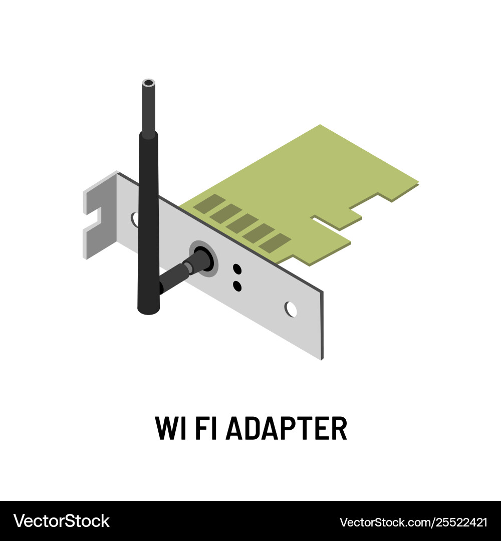 Wifi adapter antenna and microscheme isolated Vector Image