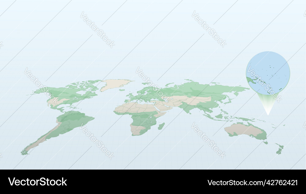 World map in perspective showing the location Vector Image