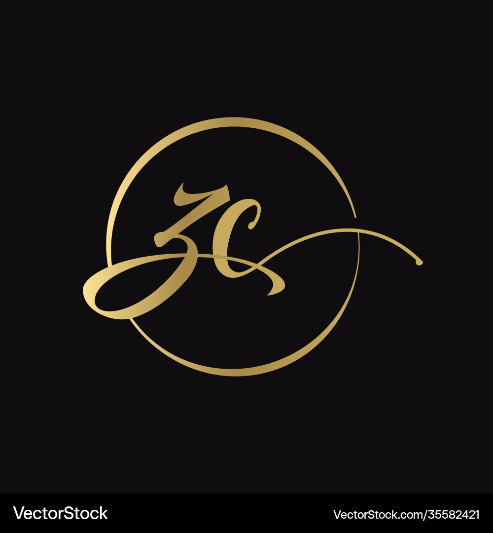 Zc letter logo design template abstract script Zc letter logo design template abstract script vector image