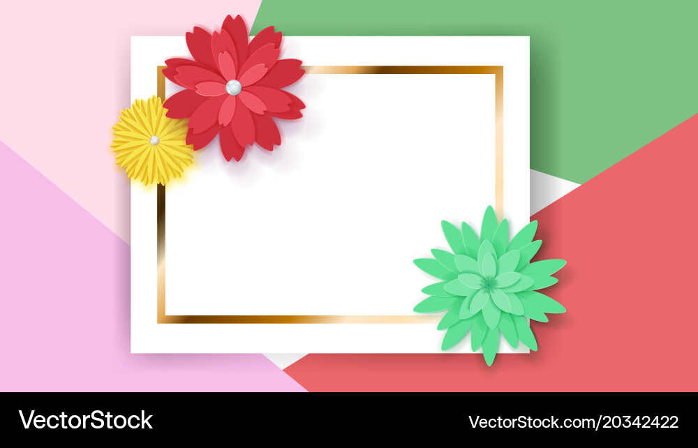 Background with rectangle frame and flowers vector image