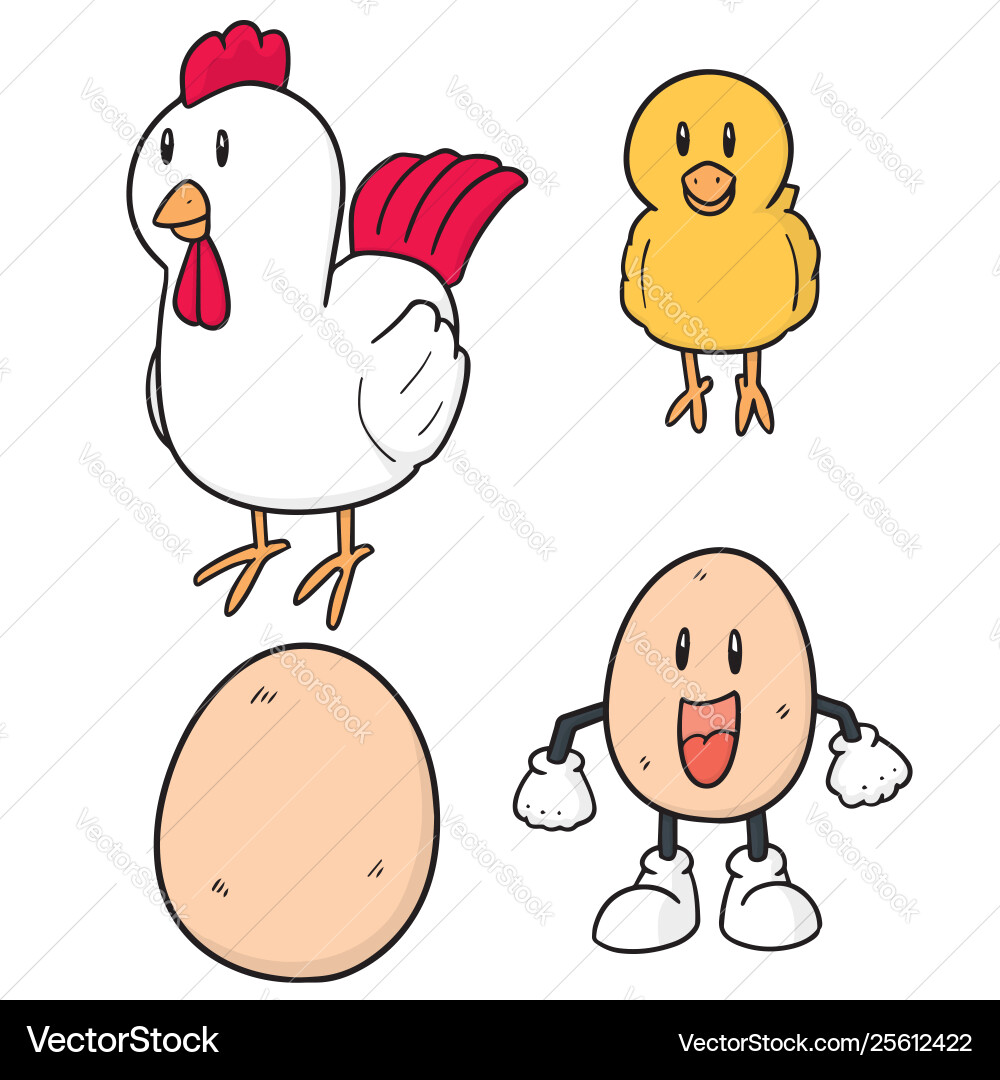 Charming Chicken and Egg Set – Royalty-Free Vector | VectorStock, image size:1000x1080