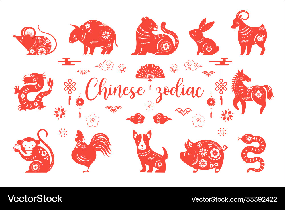 Chinese new year zodiac animals symbols Chinese new year zodiac animals symbols vector image