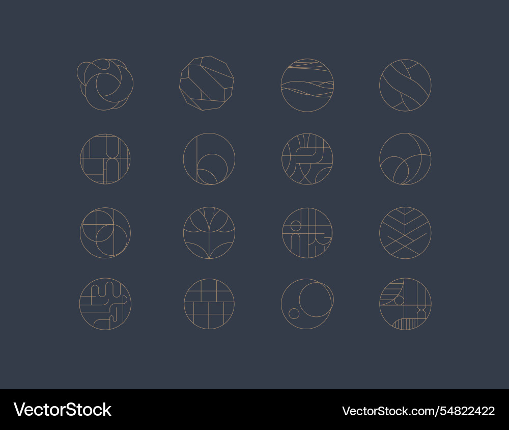 Circle linear art style icons blue Circle linear art style icons blue vector image